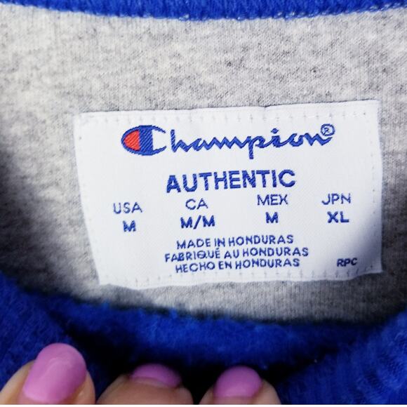 CHAMPION AUTHENTIC 50/50 Pullover Cobalt Blue Sweatshirt - Medium - Picture 6 of 8